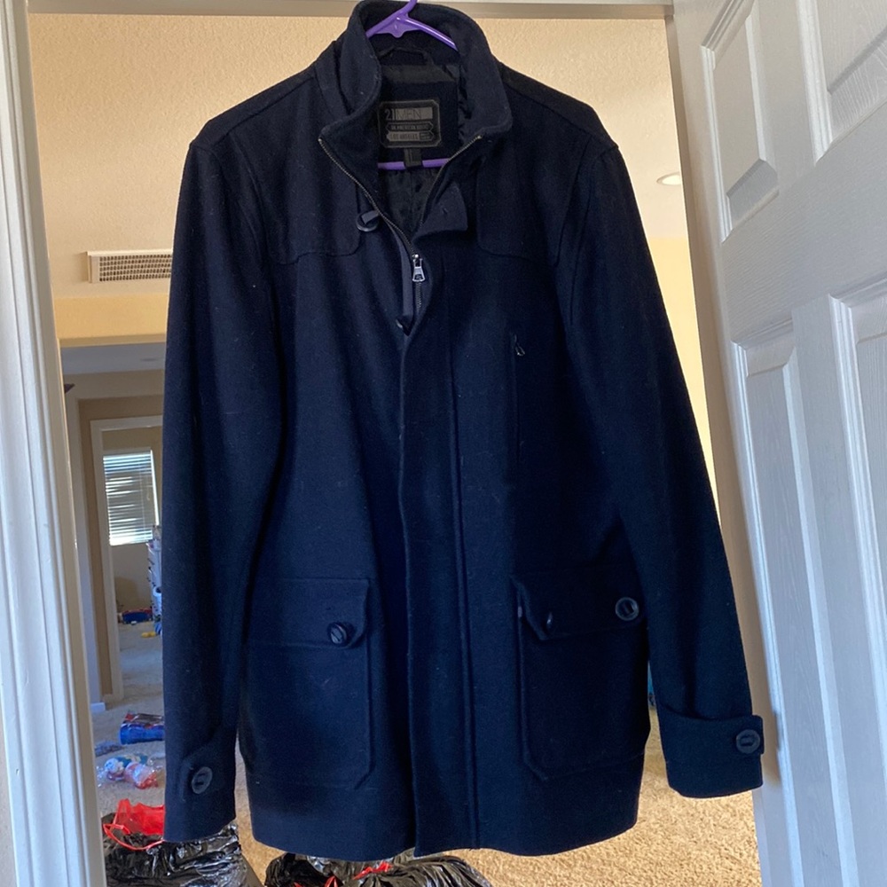 Forever 21 Men - Navy Blue Peacoat - Size Large